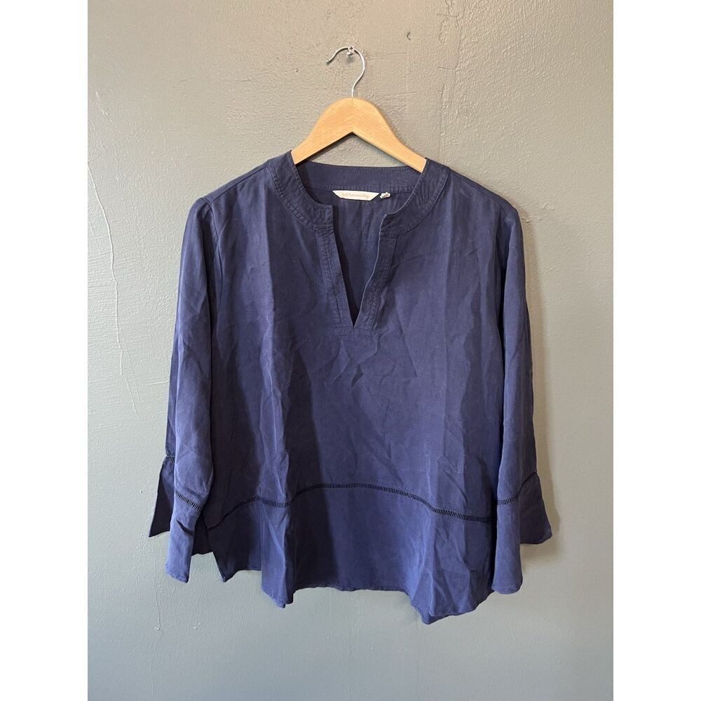 Soft Surroundings Womens Blue Long Sleeve Tunic Blouse Shirt Size Large